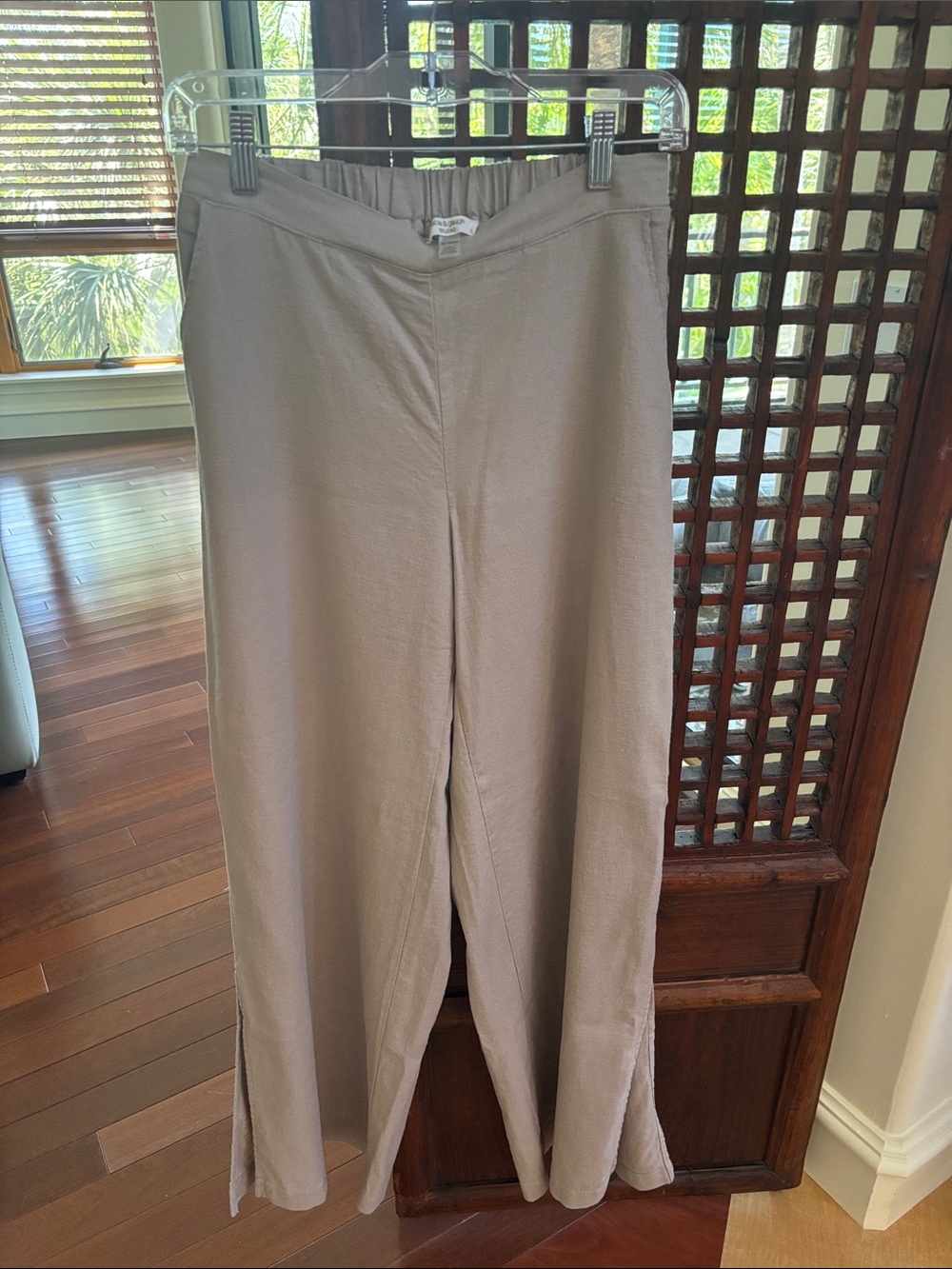 Cable & Gauge Taupe Wide-Leg Pull-On Knit Pants